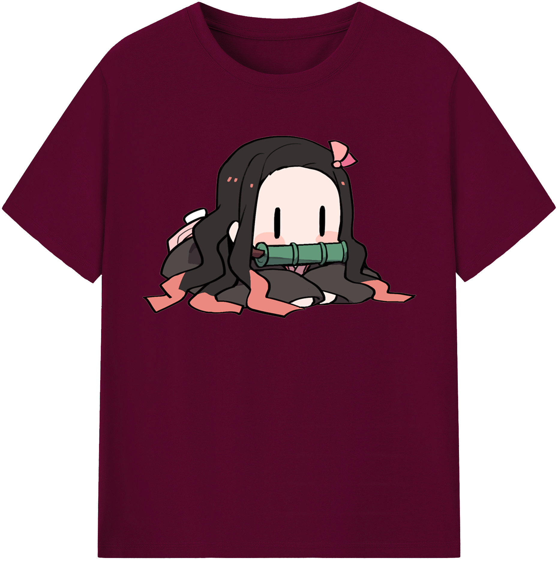 （画像用） 鬼滅の刃（きめつのやいば）竈門 禰󠄀豆子／かまど ねずこ Kamado Nezuko レディースカジュアルプリントTシャツ（綿100％）
